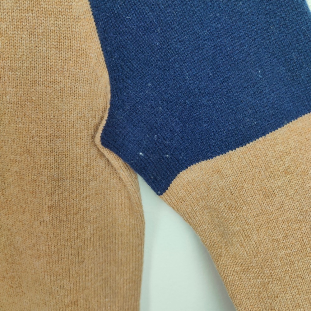 J Crew Sweater Mens Small Colorblock Merino Wool Blend Sweater Navy Tan Grey - Picture 4 of 12